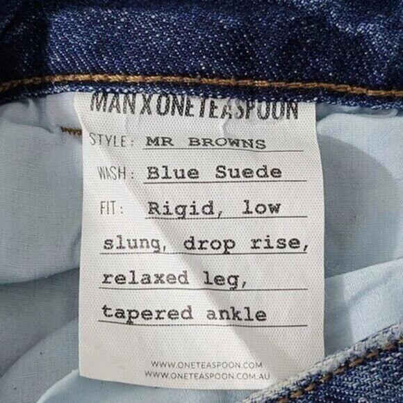 2/$50 Man X OneTeaspoon Blue Suede Tapered Jeans 34R | Designer Distressed Denim - Picture 5 of 7